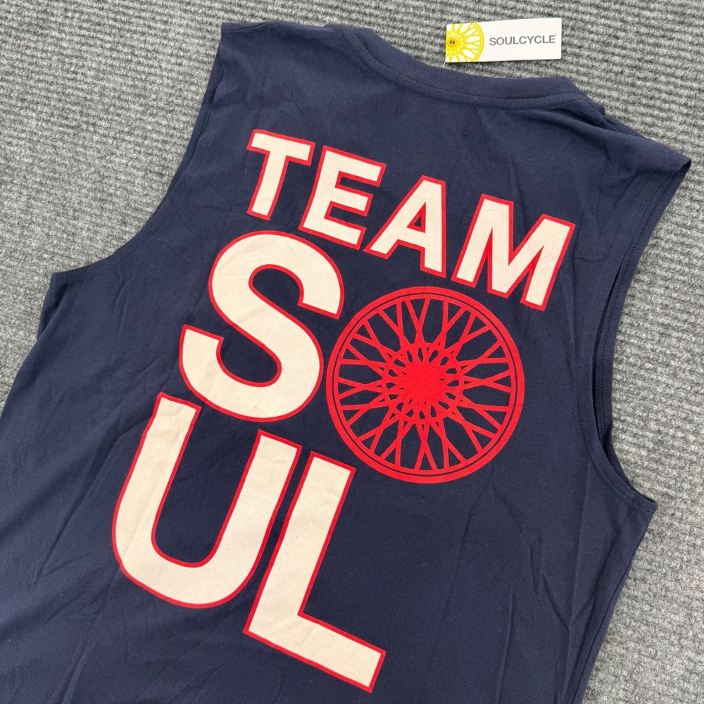 SoulCycle Team Soul Unisex Medium Navy Blue Skull Flag Muscle Tank Top